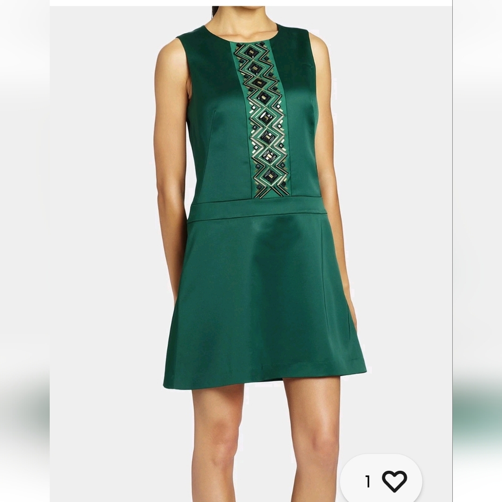 Cynthia Steffe Ava Art Decon Elegant Green Sleeveless Dress Size 4